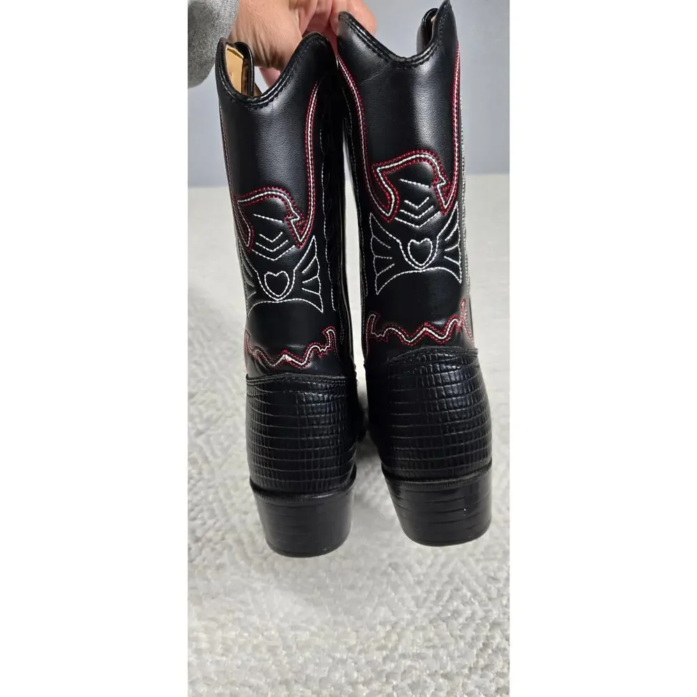 Durango kids Cowboy boots BT940 Lizard print black/red/white Western Size 6D
